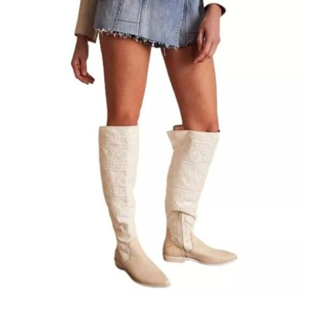 Free People Women's Bren‎ OTK Crochet Western Cowgirl Boots Size US 6 Size 36